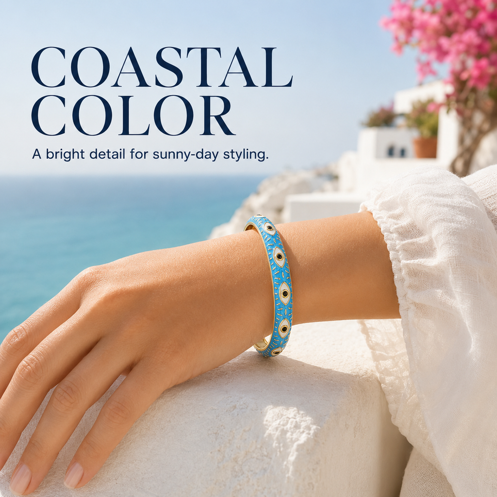Thailan Bracelet, Light Luxury, Simple and Commuter-Friendly, Retro and Niche, Inlaid with Colorful Enamel, Hand-Painted, Exquisite Jewelry